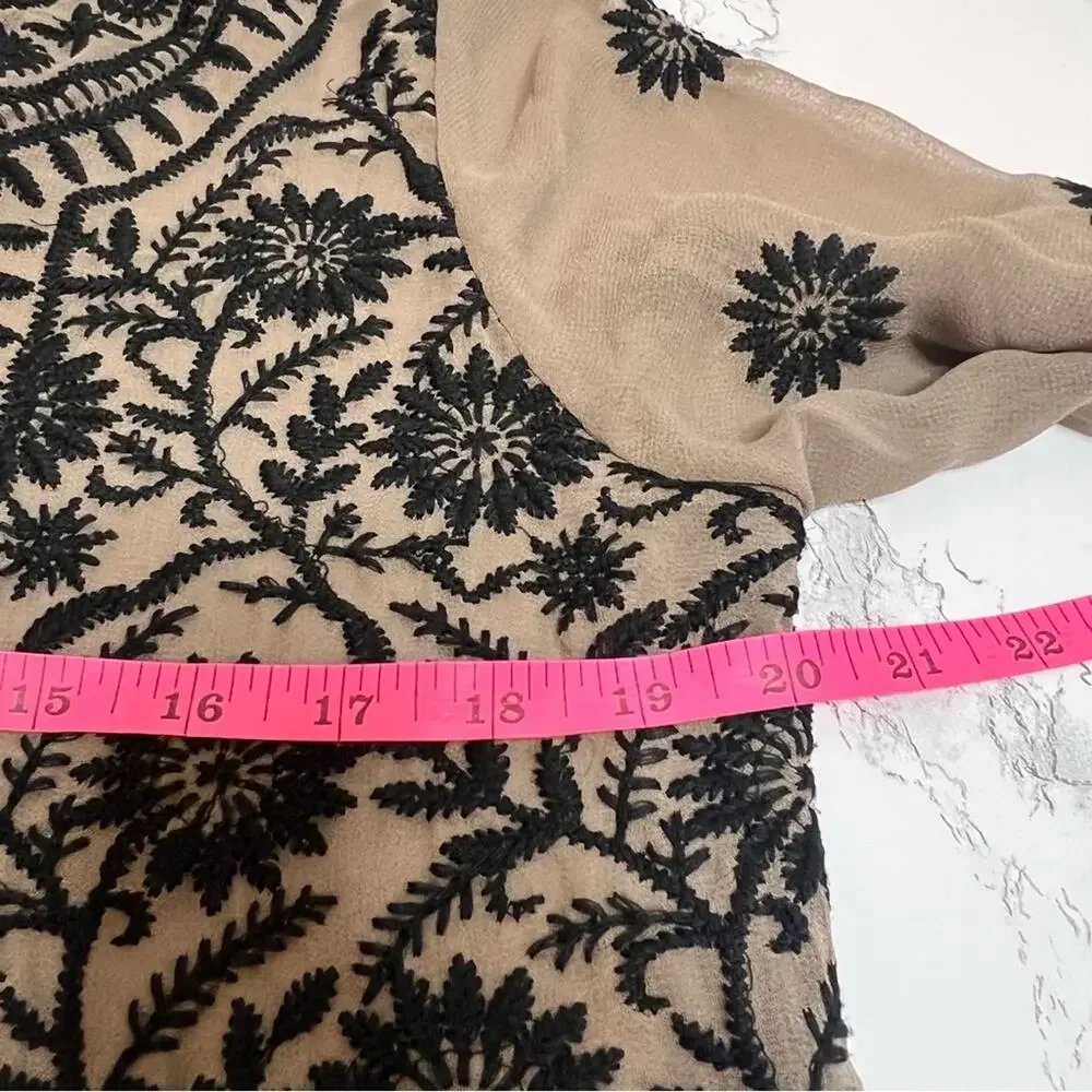 Free people full embroidered semi sheer tunic top Sz XS